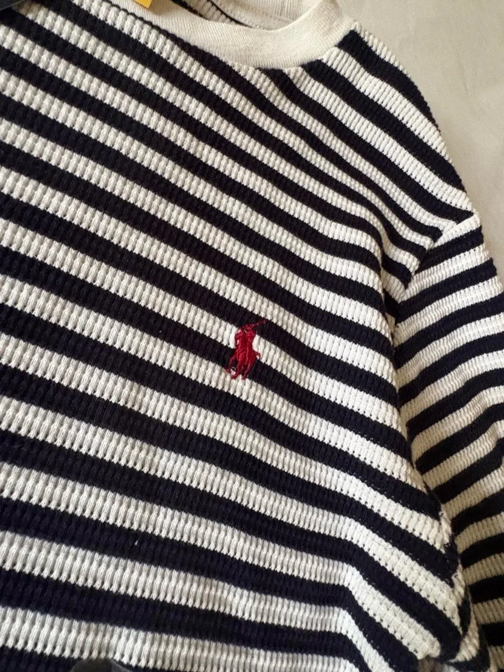 Kids Ralph Lauren Black & White Striped Crewneck Sweater